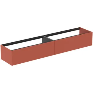 IDEAL STANDARD CONCA - Toaletní stolek 2385x505x360 mm v matném laku Sunset, 2 zásuvky - bez úchytky, plný výsuv, otevírání push-to-open, SoftClosing, předmontované, dřevo z udržitelných zdrojů #T4333Y3 - Sunset matt