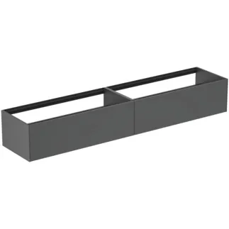 IDEAL STANDARD CONCA - toaletní skříňka 2385x505x360 mm, antracitově matný lak, 2 zásuvky - bez úchytky, plný výsuv, otevírání push-to-open, SoftClosing, předem smontovaná, dřevo z udržitelných zdrojů #T4333Y2 - antracitově matný