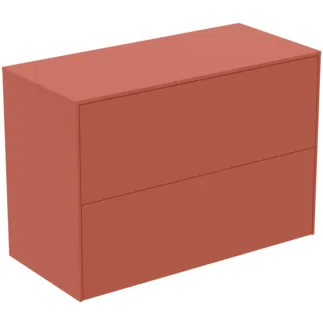 IDEAL STANDARD CONCA - Toaletní stolek 802x373x550 mm v matném laku Sunset, 2 zásuvky - bez úchytky, plný výsuv, otevírání push-to-open, SoftClosing, předmontované, dřevo z udržitelných zdrojů #T4328Y3 - Sunset matt