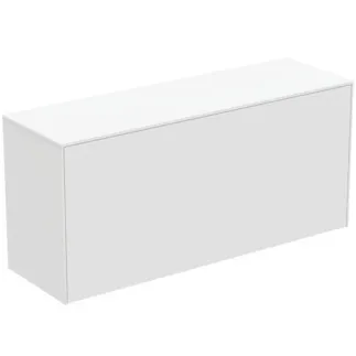 IDEAL STANDARD CONCA - toaletní stolek 1202x373x550 mm v bílém matném laku, 2 zásuvky - bez úchytky, plný výsuv, otevírání push-to-open, SoftClosing, předem smontované, dřevo z udržitelných zdrojů #T4320Y1 - Bílý matný