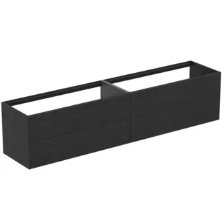IDEAL STANDARD CONCA - Toaletní stolek 2385x505x540 mm v dubové dýze s fládrováním, 4 zásuvky - bez úchytek, plný výsuv, otevírání push-to-open, SoftClosing, předmontované, dřevo z udržitelných zdrojů, pravá dřevěná dýha #T4336Y4 - dub fládrovaný