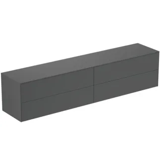 IDEAL STANDARD CONCA - toaletní skříňka 2387x505x550 mm, antracitově matný lak, 4 zásuvky - bez úchytky, s plným výsuvem, otevírání push-to-open, SoftClosing, předmontované, dřevo z udržitelných zdrojů #T4338Y2 - antracitově matný