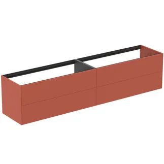 IDEAL STANDARD CONCA - Toaletní stolek 2385x505x540 mm v matném laku Sunset, 4 zásuvky - bez úchytky, plný výsuv, otevírání push-to-open, SoftClosing, předmontované, dřevo z udržitelných zdrojů #T4336Y3 - Sunset matt