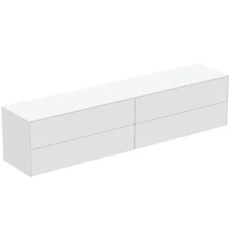 IDEAL STANDARD CONCA - toaletní skříňka 2387x505x550 mm v bílém matném laku, 4 zásuvky - bez úchytky, plný výsuv, otevírání push-to-open, SoftClosing, předem smontovaná, dřevo z udržitelných zdrojů #T4338Y1 - Bílý matný