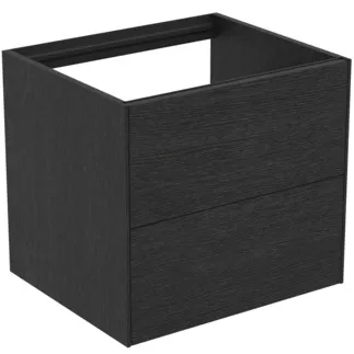 IDEAL STANDARD CONCA - Toaletní stolek 600x505x540 mm v dubové dýze s fládrováním, 2 zásuvky - bez úchytky, plný výsuv, otevírání push-to-open, SoftClosing, předmontované, dřevo z udržitelných zdrojů, pravá dřevěná dýha #T4355Y4 - dub s fládrováním