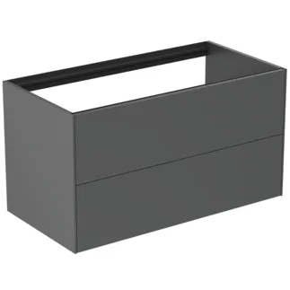 IDEAL STANDARD CONCA - toaletní skříňka 1000x505x540 mm, antracitově matný lak, 2 zásuvky - bez úchytky, plný výsuv, otevírání push-to-open, SoftClosing, předem smontovaná, dřevo z udržitelných zdrojů #T4357Y2 - antracitově matný