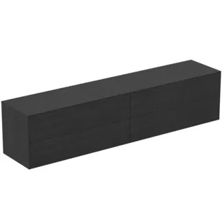 IDEAL STANDARD CONCA - Toaletní stolek 2387x505x550 mm, dubová dýha s fládrováním, 4 zásuvky - bez úchytky, plný výsuv, otevírání push-to-open, SoftClosing, předmontované, dřevo z udržitelných zdrojů, pravá dřevěná dýha #T4338Y4 - dub s fládrováním