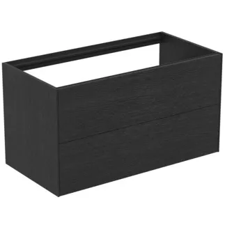 IDEAL STANDARD CONCA - Toaletní stolek 1000x505x540 mm v dubové dýze s fládrováním, 2 zásuvky - bez úchytky, plný výsuv, otevírání push-to-open, SoftClosing, předmontované, dřevo z udržitelných zdrojů, pravá dřevěná dýha #T4357Y4 - dub fládrovaný