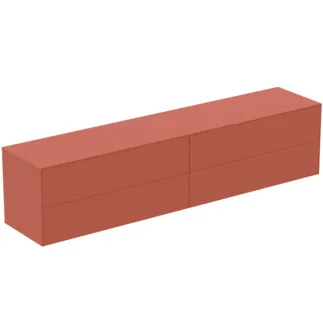 IDEAL STANDARD CONCA - Toaletní stolek 2387x505x550 mm v matném laku Sunset, 4 zásuvky - bez úchytky, plný výsuv, otevírání push-to-open, SoftClosing, předmontované, dřevo z udržitelných zdrojů #T4338Y3 - Sunset matt