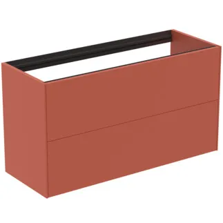 IDEAL STANDARD CONCA - Toaletní stolek 1000x373x540 mm v matném laku Sunset, 2 zásuvky - bez úchytky, plný výsuv, otevírání push-to-open, SoftClosing, předmontované, dřevo z udržitelných zdrojů #T4353Y3 - Sunset matt