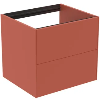 IDEAL STANDARD CONCA - Toaletní stolek 600x505x540 mm v matném laku Sunset, 2 zásuvky - bez úchytky, plný výsuv, otevírání push-to-open, SoftClosing, předmontované, dřevo z udržitelných zdrojů #T4355Y3 - Sunset matt