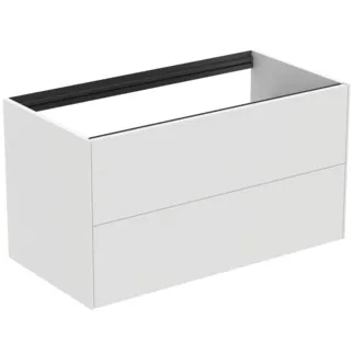IDEAL STANDARD CONCA - Toaletní stolek 1000x505x540 mm v bílém matném laku, 2 zásuvky - bez úchytky, plný výsuv, otevírání push-to-open, SoftClosing, předem smontované, dřevo z udržitelných zdrojů #T4357Y1 - Bílý matný
