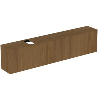 IDEAL STANDARD CONCA - toaletní skříňka 2387x373x550 mm v dekoru tmavý ořech, 4 zásuvky - bez úchytky, plný výsuv, otevírání push-to-open, SoftClosing, předmontováno, dřevo z udržitelných zdrojů, dýha z pravého dřeva #T4340Y5 - tmavý ořech