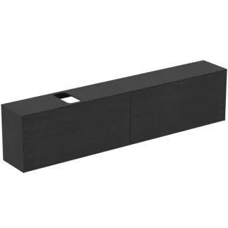 IDEAL STANDARD CONCA - Toaletní stolek 2387x373x550 mm, dubová dýha s fládrováním, 4 zásuvky - bez úchytek, plný výsuv, otevírání push-to-open, SoftClosing, předmontováno, dřevo z udržitelných zdrojů, pravá dřevěná dýha #T4340Y4 - dub s fládrováním