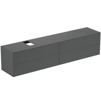 IDEAL STANDARD CONCA - toaletní skříňka 2387x505x550 mm, antracitově matný lak, 4 zásuvky - bez úchytky, s plným výsuvem, otevírání push-to-open, SoftClosing, předmontované, dřevo z udržitelných zdrojů #T4337Y2 - antracitově matný
