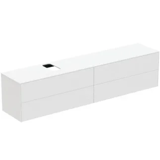 IDEAL STANDARD CONCA - toaletní skříňka 2387x505x550 mm v bílém matném laku, 4 zásuvky - bez úchytky, plný výsuv, otevírání push-to-open, SoftClosing, předem smontovaná, dřevo z udržitelných zdrojů #T4337Y1 - Bílý matný