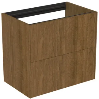 IDEAL STANDARD CONCA - toaletní stolek 600x373x540 mm v dekoru tmavý ořech, 2 zásuvky - bez úchytky, plný výsuv, otevírání push-to-open, SoftClosing, prostorově úsporný, předem smontovaný, dřevo z udržitelných zdrojů, dýha z pravého dřeva #T4354Y5 - tmavý ořech