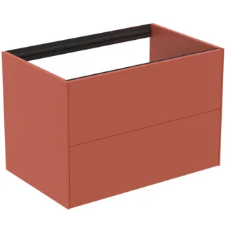 IDEAL STANDARD CONCA - Toaletní stolek 800x505x540 mm v matném laku Sunset, 2 zásuvky - bez úchytky, plný výsuv, otevírání push-to-open, SoftClosing, předmontované, dřevo z udržitelných zdrojů #T4356Y3 - Sunset matt