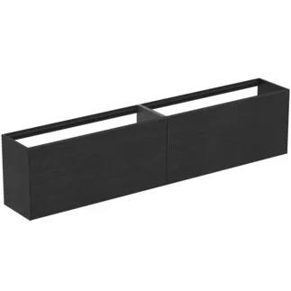 IDEAL STANDARD CONCA - Toaletní stolek 2385x373x540 mm v dubové dýze s fládrováním, 4 zásuvky - bez úchytek, plný výsuv, otevírání push-to-open, SoftClosing, předmontované, dřevo z udržitelných zdrojů, pravá dřevěná dýha #T4339Y4 - dub fládrovaný