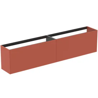 IDEAL STANDARD CONCA - Toaletní stolek 2385x373x540 mm v matném laku Sunset, 4 zásuvky - bez úchytky, plný výsuv, otevírání push-to-open, SoftClosing, předmontované, dřevo z udržitelných zdrojů #T4339Y3 - Sunset matt