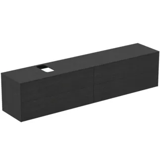 IDEAL STANDARD CONCA - Toaletní stolek 2387x505x550 mm, dubová dýha s fládrováním, 4 zásuvky - bez úchytky, plný výsuv, otevírání push-to-open, SoftClosing, předmontované, dřevo z udržitelných zdrojů, pravá dřevěná dýha #T4337Y4 - dub s fládrováním