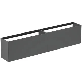 IDEAL STANDARD CONCA - toaletní skříňka 2385x373x540 mm, antracitově matný lak, 4 zásuvky - bez úchytky, plný výsuv, otevírání push-to-open, SoftClosing, předem smontovaná, dřevo z udržitelných zdrojů #T4339Y2 - antracitově matný
