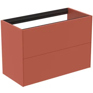 IDEAL STANDARD CONCA - Toaletní stolek 800x373x540 mm v matném laku Sunset, 2 zásuvky - bez úchytky, plný výsuv, otevírání push-to-open, SoftClosing, předmontované, dřevo z udržitelných zdrojů #T4352Y3 - Sunset matt