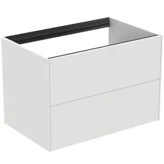 IDEAL STANDARD CONCA - Toaletní stolek 800x505x540 mm v bílém matném laku, 2 zásuvky - bez úchytky, plný výsuv, otevírání push-to-open, SoftClosing, předmontované, dřevo z udržitelných zdrojů #T4356Y1 - Bílý matný