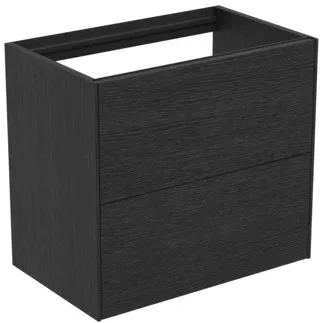IDEAL STANDARD CONCA - Toaletní stolek 600x373x540 mm v dubové dýze s fládrováním, 2 zásuvky - bez úchytek, plný výsuv, otevírání push-to-open, SoftClosing, prostorově úsporný, předem smontovaný, dřevo z udržitelných zdrojů, dýha z pravého dřeva #T4354Y4 - dub fládrovaný