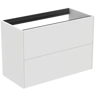 IDEAL STANDARD CONCA - Toaletní stolek 800x373x540 mm v bílém matném laku, 2 zásuvky - bez úchytky, s plným výsuvem, otevírání push-to-open, SoftClosing, předem smontovaný, dřevo z udržitelných zdrojů #T4352Y1 - Bílý matný