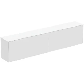 IDEAL STANDARD CONCA - toaletní skříňka 2387x373x550 mm v bílém matném laku, 4 zásuvky - bez úchytky, plný výsuv, otevírání push-to-open, SoftClosing, předem smontovaná, dřevo z udržitelných zdrojů #T4341Y1 - Bílý matný