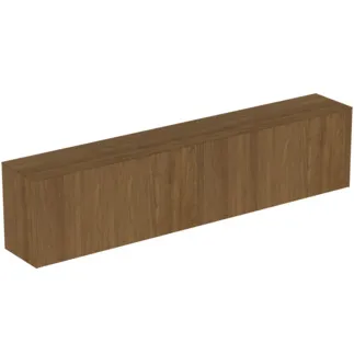 IDEAL STANDARD CONCA - toaletní skříňka 2387x373x550 mm v dekoru tmavý ořech, 4 zásuvky - bez úchytky, plný výsuv, otevírání push-to-open, SoftClosing, předmontováno, dřevo z udržitelných zdrojů, dýha z pravého dřeva #T4341Y5 - tmavý ořech