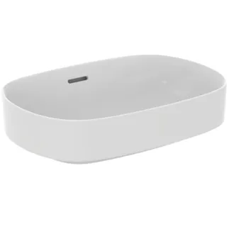 IDEAL STANDARD LINDA-X - Mísa 550x380x155 mm v bílém hedvábném matu, bez otvoru pro baterii, s přepadem - Diamatec, prostorově úsporné umyvadlo #T4401V1 - hedvábně bílé