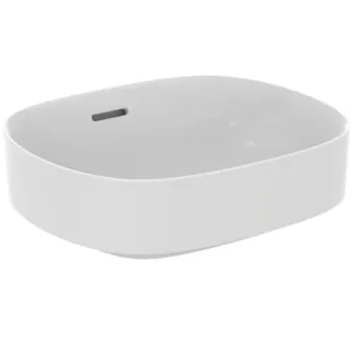 IDEAL STANDARD LINDA-X - Mísa 450x380x155 mm v bílém hedvábném matu, bez otvoru pro baterii, s přepadem - Diamatec, prostorově úsporné umyvadlo #T4399V1 - hedvábně bílé