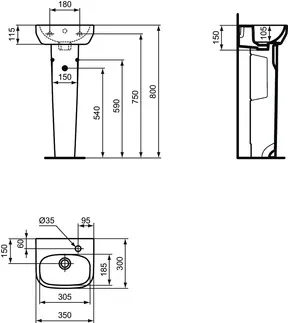 IDEAL STANDARD I.LIFE A - Podstavec 165x160x690 mm v bílém lesku #T452001 - Bílá (Alpine), obrázek 6