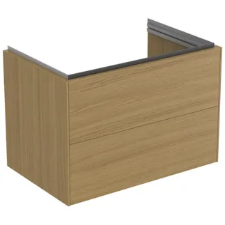 IDEAL STANDARD CONCA - toaletní skříňka 800x505x550 mm ve světlé dubové dýze, 2 zásuvky - bez úchytky, s plným výsuvem, otevírání push-to-open, SoftClosing, předem smontovaná, dřevo z udržitelných zdrojů, pravá dřevěná dýha #T4574Y6 - světlý dub