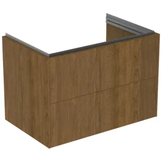 IDEAL STANDARD CONCA - toaletní stolek 800x505x550 mm v dekoru tmavý ořech, 2 zásuvky - bez úchytky, plný výsuv, otevírání push-to-open, SoftClosing, předmontováno, dřevo z udržitelných zdrojů, dýha z pravého dřeva #T4574Y5 - tmavý ořech