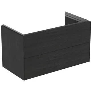 IDEAL STANDARD CONCA - Toaletní stolek 1000x505x550 mm v dubové dýze s fládrováním, 2 zásuvky - bez úchytky, plný výsuv, otevírání push-to-open, SoftClosing, předmontované, dřevo z udržitelných zdrojů, pravá dřevěná dýha #T4575Y4 - dub s fládrováním