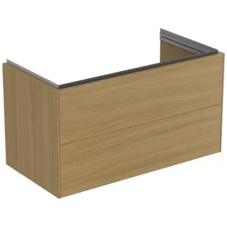 IDEAL STANDARD CONCA - toaletní stolek 1000x505x550 mm, světlá dubová dýha, 2 zásuvky - bez úchytky, plný výsuv, otevírání push-to-open, SoftClosing, předmontováno, dřevo z udržitelných zdrojů, pravá dřevěná dýha #T4575Y6 - světlý dub