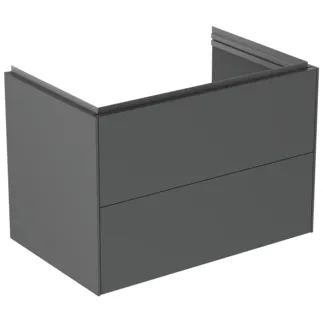 IDEAL STANDARD CONCA - toaletní stolek 800x505x550 mm, antracitově matný lak, 2 zásuvky - bez úchytky, plný výsuv, otevírání push-to-open, SoftClosing, předmontováno, dřevo z udržitelných zdrojů #T4574Y2 - antracitově matný