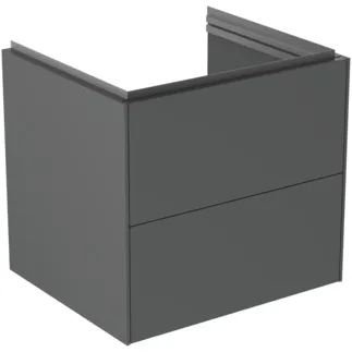 IDEAL STANDARD CONCA - toaletní skříňka 600x505x550 mm, antracitově matný lak, 2 zásuvky - bez úchytky, plný výsuv, otevírání push-to-open, SoftClosing, předem smontovaná, dřevo z udržitelných zdrojů #T4573Y2 - antracitově matný