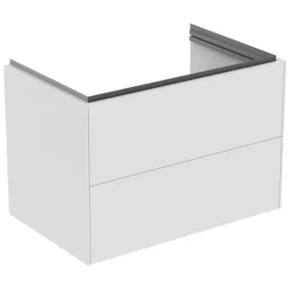 IDEAL STANDARD CONCA - Toaletní stolek 800x505x550 mm v bílém matném laku, 2 zásuvky - bez úchytky, s plným výsuvem, otevírání push-to-open, SoftClosing, předem smontovaný, dřevo z udržitelných zdrojů #T4574Y1 - Bílý matný