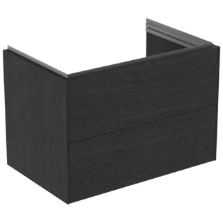 IDEAL STANDARD CONCA - Toaletní stolek 800x505x550 mm v dubové dýze s fládrováním, 2 zásuvky - bez úchytky, plný výsuv, otevírání push-to-open, SoftClosing, předmontované, dřevo z udržitelných zdrojů, pravá dřevěná dýha #T4574Y4 - dub s fládrováním