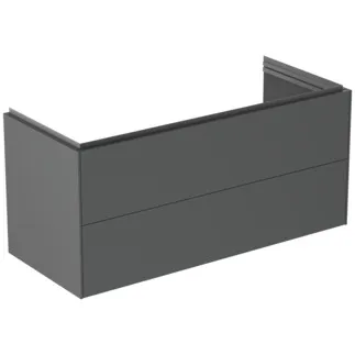 IDEAL STANDARD CONCA - toaletní skříňka 1200x505x550 mm, antracitově matný lak, 2 zásuvky - bez úchytky, plný výsuv, otevírání push-to-open, SoftClosing, předem smontovaná, dřevo z udržitelných zdrojů #T4576Y2 - antracitově matný