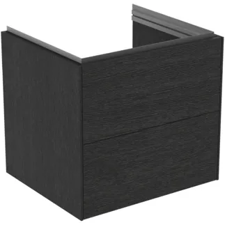 IDEAL STANDARD CONCA - Toaletní stolek 600x505x550 mm v dubové dýze s fládrováním, 2 zásuvky - bez úchytky, plný výsuv, otevírání push-to-open, SoftClosing, předmontované, dřevo z udržitelných zdrojů, pravá dřevěná dýha #T4573Y4 - dub s fládrováním