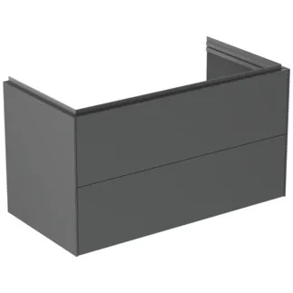 IDEAL STANDARD CONCA - toaletní skříňka 1000x505x550 mm, antracitově matný lak, 2 zásuvky - bez úchytky, plný výsuv, otevírání push-to-open, SoftClosing, předem smontovaná, dřevo z udržitelných zdrojů #T4575Y2 - antracitově matný
