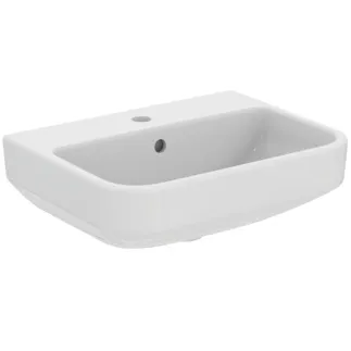IDEAL STANDARD I.LIFE S - Umyvadlo 500x380x180 mm v bílé barvě, 1 otvor pro baterii, s přepadem - Prostorově úsporné umyvadlo, IdealPlus #T4585MA - Bílá (Alpine) s Ideal Plus