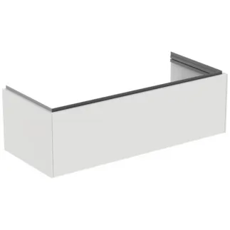 IDEAL STANDARD CONCA - Toaletní stolek 1200x505x370 mm v bílé matné lakované barvě, 1 zásuvka - bez úchytky, plný výsuv, otevírání push-to-open, SoftClosing, předmontovaný, dřevo z udržitelných zdrojů #T4580Y1 - Bílá matná