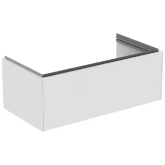 IDEAL STANDARD CONCA - Toaletní stolek 1000x505x370 mm v bílé matné lakované barvě, 1 zásuvka - bez úchytky, plný výsuv, otevírání push-to-open, SoftClosing, předem smontovaný, dřevo z udržitelných zdrojů #T4579Y1 - Bílá matná