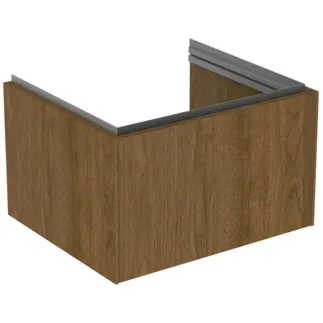 IDEAL STANDARD CONCA - toaletní skříňka 600x505x370 mm v dekoru tmavý ořech, 1 zásuvka - bez úchytky, s plným výsuvem, otevírání push-to-open, soft-close, předem smontovaná, dřevo z udržitelných zdrojů, dýha z pravého dřeva #T4577Y5 - tmavý ořech